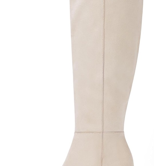 Over the Knee Block Heel Square Toe Side Zipper Faux Suede Boots - Picture 5 of 10